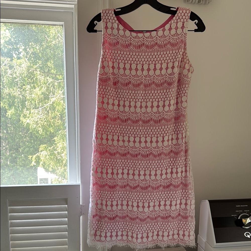 Eliza J Pink and White Sleeveless Sheath Dress